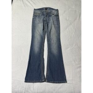 Ariya Jeans Women's 6 Blue Bootcut Low Rise Medium Wash Distressed 28 *FLAW